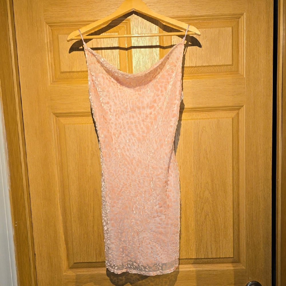 Blush Pink Cowl Neck Mini Slip Dress